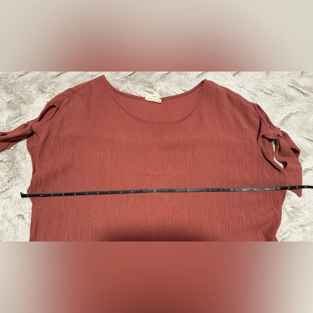 Perch by Blu Pepper Rust Blouse with Back Buttons and Tie Sleeves - Picture 2 of 10